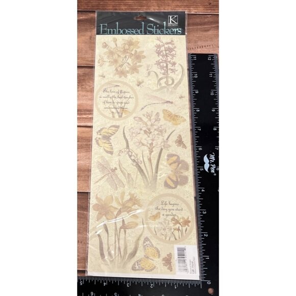 TIM COFFEY K&COMPANY STICKERS EMBOSSED GLITTERED FLOWERS BUTTERFLIES GLITTER 27P - Picture 1 of 3